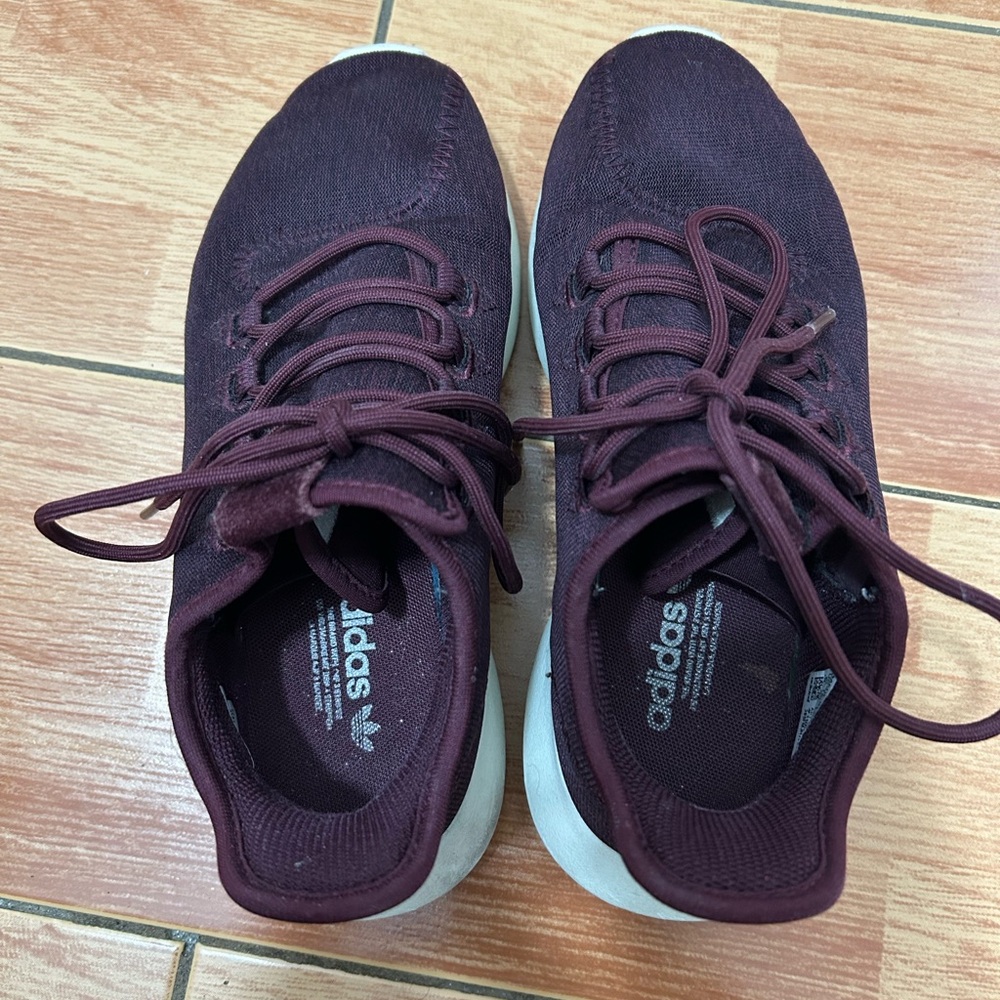 Adidas Burgundy Sneakers & Adidas White and Black Sneakers Size 6